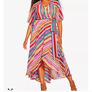 City Chic Multicolor Striped High Low Dress